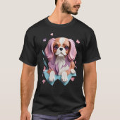 Cavalier King Charles Blume Papier schneiden Kunst T-Shirt (Vorderseite)
