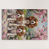 Cavalier King Charles Blütengarten Kunst Puzzle (Horizontal)