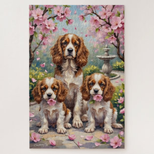 Cavalier King Charles Blütengarten Kunst Puzzle