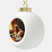 Cavalier King Charles by the Fireplace Christmas Keramik Kugel-Ornament (Rechts)