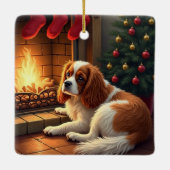 Cavalier King Charles by the Fireplace Christmas Keramikornament (Rückseite)