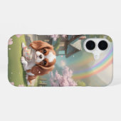 Cavalier King Charles Cherry Blüten mit Regenbogen iPhone 16 Hülle (Rückseite (Horizontal))