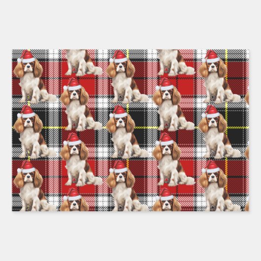 Cavalier King Charles Christmas Dog Holiday Karier Geschenkpapier Set (Vorderseite 2)