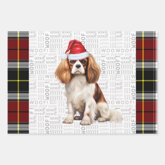 Cavalier King Charles Christmas Dog Holiday Karier Geschenkpapier Set (Vorderseite)