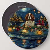 Cavalier King Charles Christmas Festive Voyage Button (Vorne & Hinten)