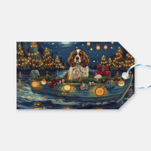 Cavalier King Charles Christmas Festive Voyage Geschenkanhänger (Vorderseite (Horizontal))
