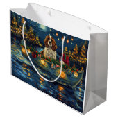Cavalier King Charles Christmas Festive Voyage Große Geschenktüte (Rückseite Schrägansicht)