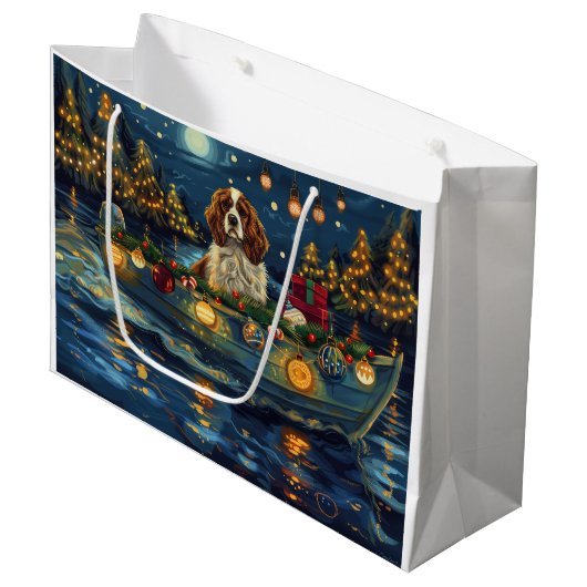 Cavalier King Charles Christmas Festive Voyage Große Geschenktüte (Vorderseite Schrägansicht)
