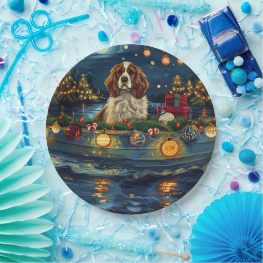 Cavalier King Charles Christmas Festive Voyage Pappteller (Party)