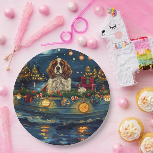 Cavalier King Charles Christmas Festive Voyage Pappteller (Party)