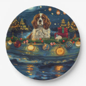 Cavalier King Charles Christmas Festive Voyage Pappteller (Vorderseite)