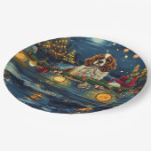 Cavalier King Charles Christmas Festive Voyage Pappteller (Schrägansicht)