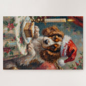 Cavalier King Charles Christmas Pudding Tea Party Puzzle (Horizontal)