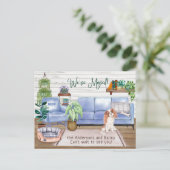 Cavalier King Charles Cozy New Zuhause Moving Ankündigungspostkarte (Stehend Vorderseite)