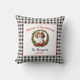Cavalier King Charles Dog Christmas Gingham Name Kissen