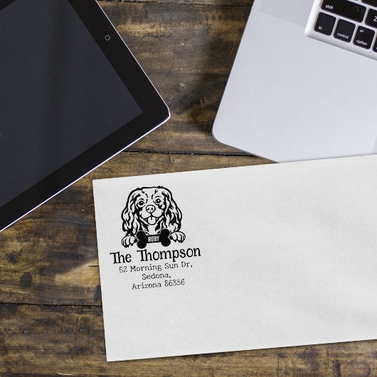 Cavalier King Charles Dog, Custom Rücksendeadresse Gummistempel