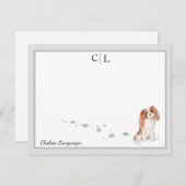 Cavalier King Charles Dog Gray Border Monogram Mitteilungskarte (Vorne/Hinten)