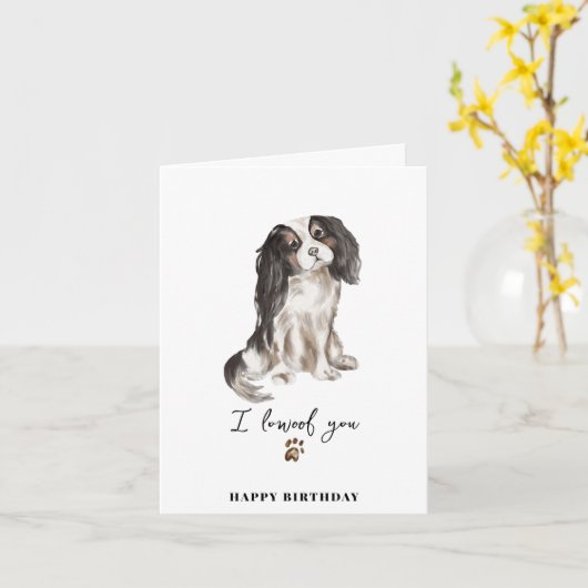 Cavalier King Charles Dog Paw Puppy Haustiere Gebu Karte (Gelbe Blume)