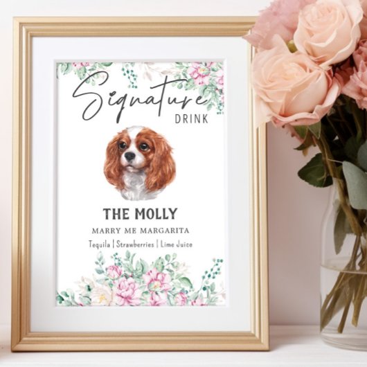 Cavalier King Charles Dog Signature Drink Sign Poster