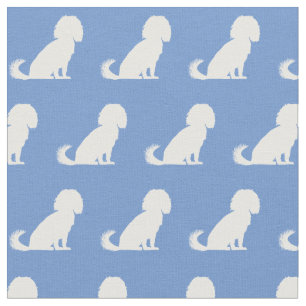 Cavalier King Charles Dog Silhouette Pet Blue Stoff