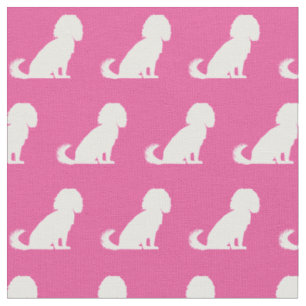Cavalier King Charles Dog Silhouette Pet Pink Stoff
