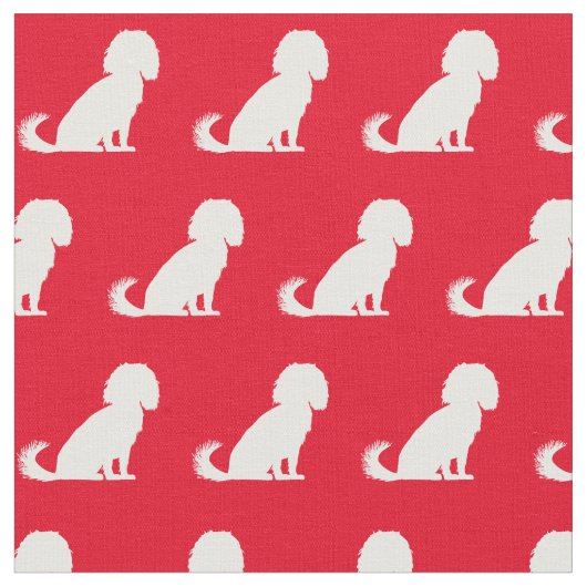 Cavalier King Charles Dog Silhouette Pet Red Stoff (Nahaufnahme)