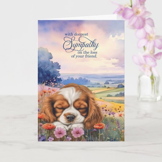 Cavalier King Charles Dog Wildflowers Pet Sympathy Karte (Orchidee)