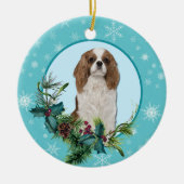 Cavalier King Charles Evergreen Blue Snowflake Keramik Ornament (Vorne)
