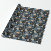 Cavalier King Charles Florales Blaues Design Geschenkpapier (Ungerollt)