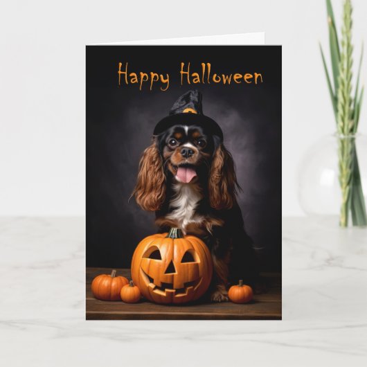 Cavalier King Charles Halloween Karte (Vorderseite)