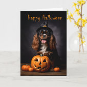 Cavalier King Charles Halloween Karte (Gelbe Blume)