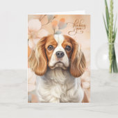Cavalier King Charles Hund blüht Auf Dich Denkend Karte (Vorderseite)