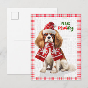 Cavalier King Charles Hund Flöhe Navidog Weihnacht Feiertagspostkarte