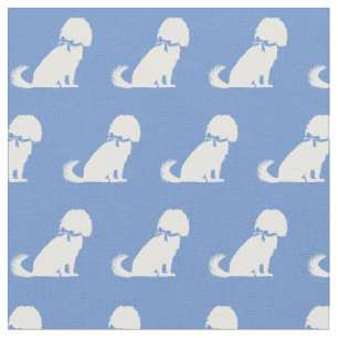 Cavalier King Charles Hund Silhouette Hellblau Stoff