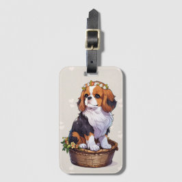 Cavalier King Charles Korb mit Blume Kronen Gepäckanhänger