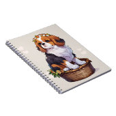 Cavalier King Charles Korb mit Blume Kronen Notizblock (Rechte Seite)
