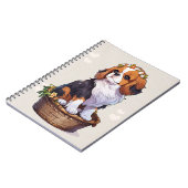 Cavalier King Charles Korb mit Blume Kronen Notizblock (Linke Seite)