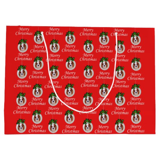 Cavalier King Charles Merry Weihnachtsgeschenktasc Große Geschenktüte (Rückseite)