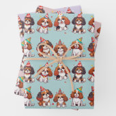 Cavalier King Charles Pastel Birthday Pattern Geschenkpapier Set (Beispiel)