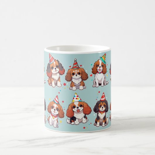 Cavalier King Charles Pastel Birthday Pattern Kaffeetasse (Mittel)