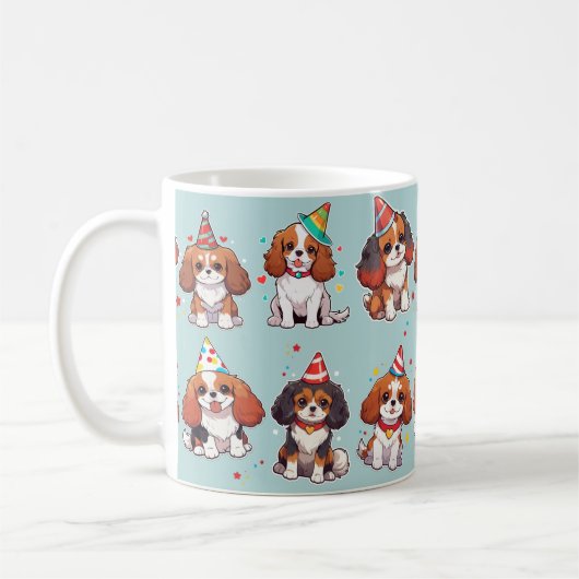 Cavalier King Charles Pastel Birthday Pattern Kaffeetasse (Links)