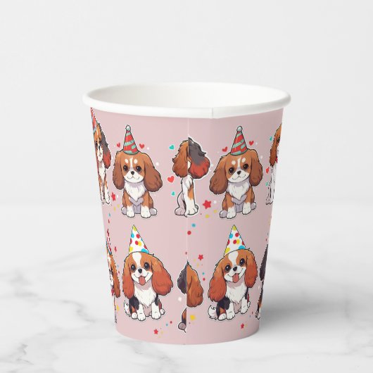 Cavalier King Charles Pastel Birthday Pattern Pappbecher (Rechts)