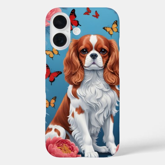 Cavalier King Charles Pastel Blume & Butterflies Case-Mate iPhone Hülle (Rückseite)