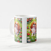 Cavalier King Charles Pastel Blume Feld Kaffeetasse (Vorderseite Links)