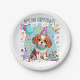 Cavalier King Charles Pastel Es ist mein Geburtsta Pappteller