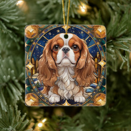 Cavalier King Charles Pastel Gold Hartglas Keramikornament
