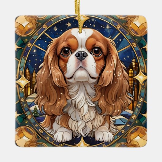 Cavalier King Charles Pastel Gold Hartglas Keramikornament (Vorderseite)