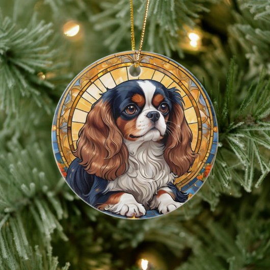 Cavalier King Charles Pastel Golden Glass Keramik Ornament (Baum)