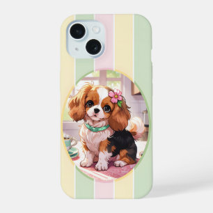 Cavalier King Charles Pastel Lines Cottagecore iPhone 15 Hülle