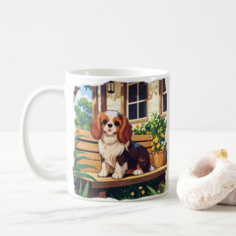 Cavalier King Charles Pastel mit Blume Kaffeetasse